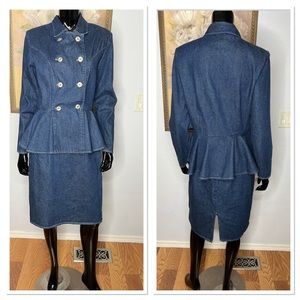 Prezzia Denim Double Breasted Peplum Dress Sz 13/14